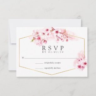 Cartons Réponse Mariage Fleur de Cerisier Rose Géométrique de Prin