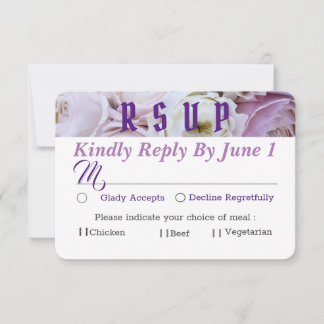 Cartons Réponse Mariage Fleur Rose Lilas Lavande