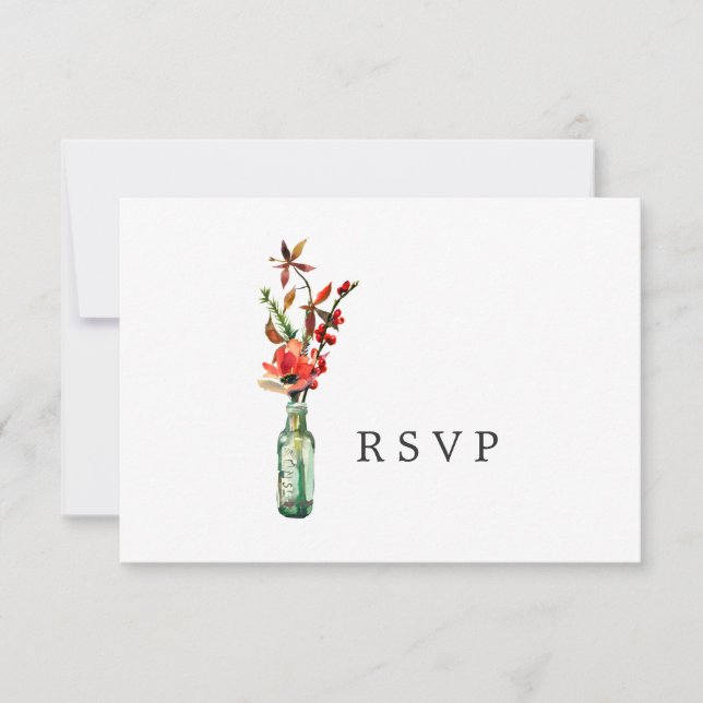 Cartons Réponse Mariage Fleur sauvage aquarelle (Devant)