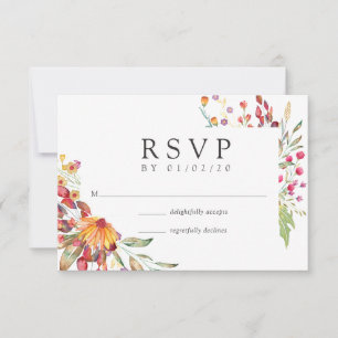 Cartons Réponse Mariage Fleur Sauvage Aquarelle Aquarellée