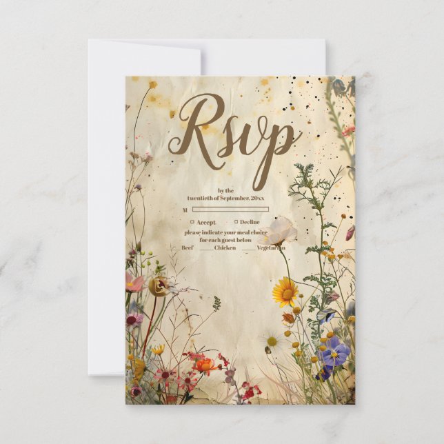 Cartons Réponse Mariage Fleur sauvage Boho Fall (Devant)