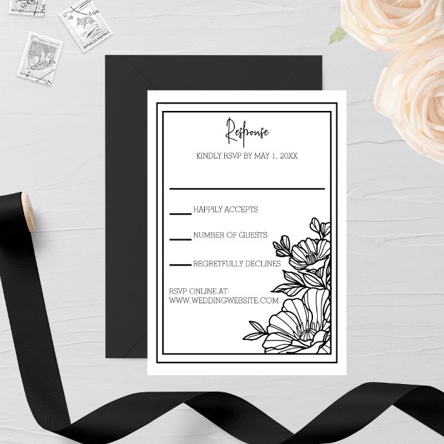 Cartons Réponse Mariage fleur sauvage Floral Frame (Créateur téléchargé)