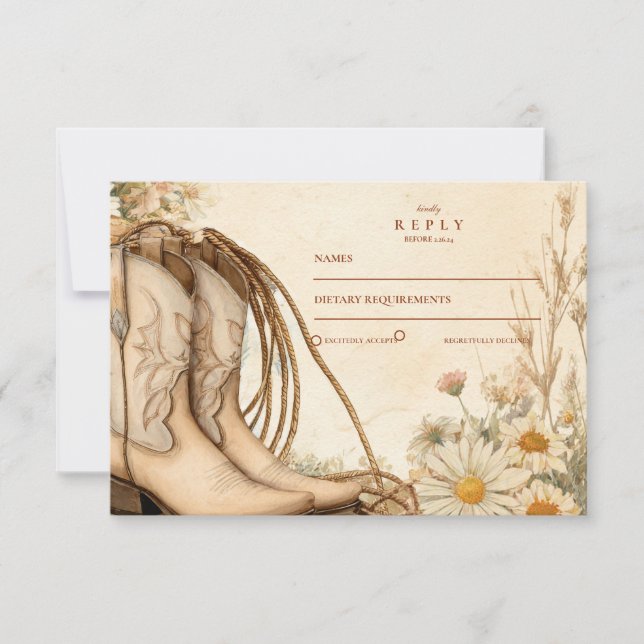 Cartons Réponse Mariage Fleur sauvage Russe Boots Cowgirl (Devant)