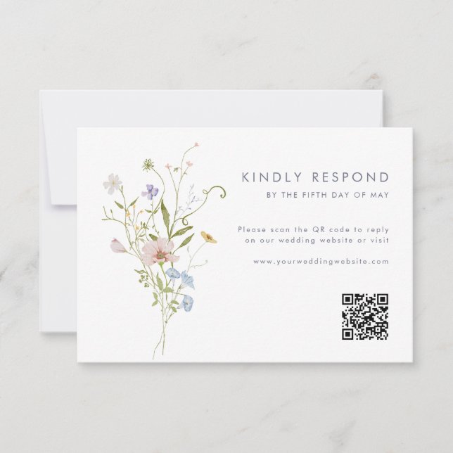 Cartons Réponse Mariage Fleur sauvage Whimsical Pastel (Devant)