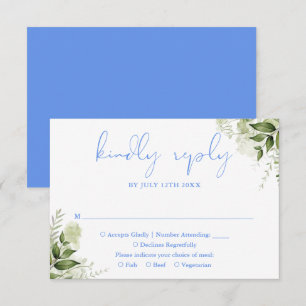 Cartons Réponse Mariage Fleurie Bleu Bleuet de Verdure