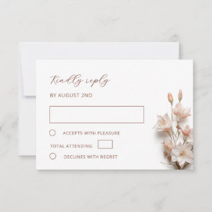 Cartons Réponse Mariage Fleurs Boho 3D Blush