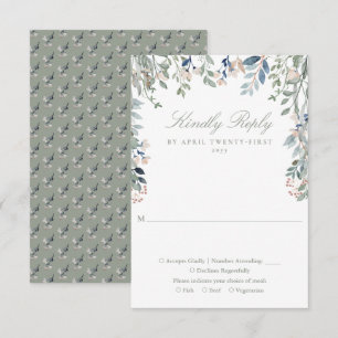 Cartons Réponse Mariage Fleurs de Sages Vertes