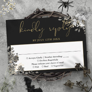 Cartons Réponse Mariage Fleurs de style gothique Roses Noires et O