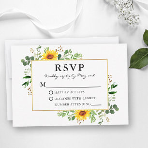 Cartons Réponse Mariage Fleurs de Tournesol Végétalerie Aquarelle 