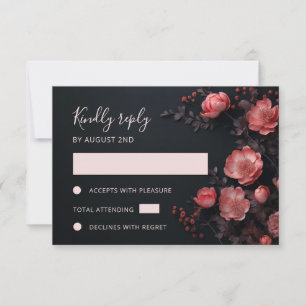 Cartons Réponse Mariage Fleurs sauvages Roses 3D Sombre