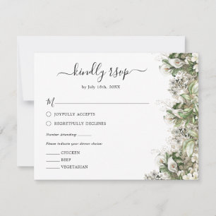 Cartons Réponse Mariage Floral Blanc Or Rustique en Tonneau