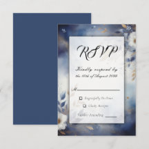 Mariage floral bleu marine et or