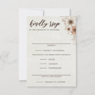 Cartons Réponse Mariage floral de Boho neutre