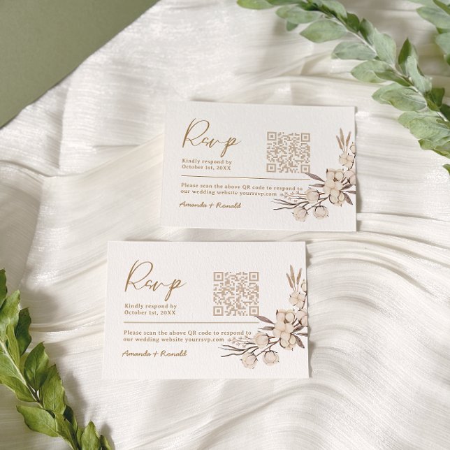 Cartons Réponse Mariage floral de coton rustique (Créateur téléchargé)