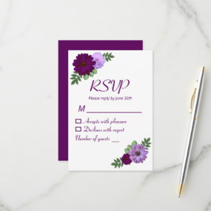 Cartons Réponse Mariage floral de pivoine violette