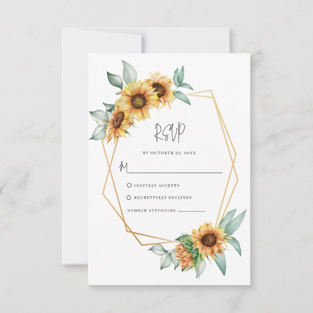Cartons Réponse Mariage floral de tournesol Eucalyptus (Devant)