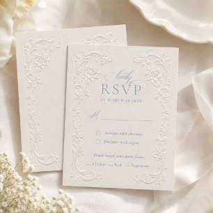 Cartons Réponse Mariage Floral Élégant en Ivory avec Empreinte