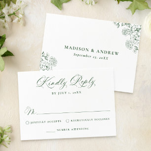 Cartons Réponse Mariage Floral Élégant Vert Victorien