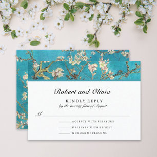 Cartons Réponse Mariage floral en fleurs d'amandes