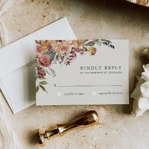 Cartons Réponse Mariage floral en fleurs rustiques