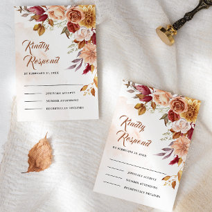 Cartons Réponse Mariage Floral en Terracotta Bourguignon Rustique