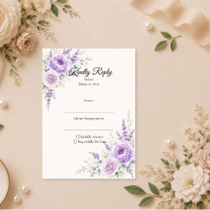 Cartons Réponse Mariage Floral Lavande Élégant