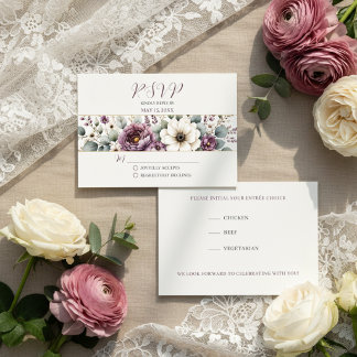 Cartons Réponse Mariage Floral Mauve & Sage
