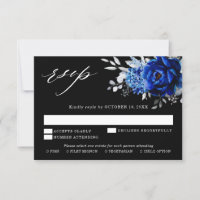 Mariage floral métallisé bleu royal blanc argent R