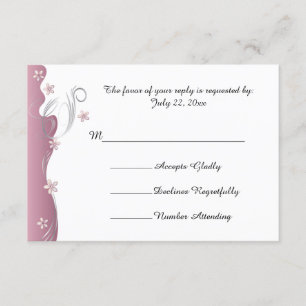 Cartons Réponse Mariage floral moderne   Tourmaline rose et argent