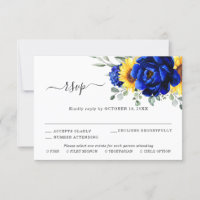 Mariage Floral Moderne Tournesol Rustique Bleu Roy
