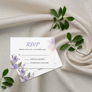 Cartons Réponse Mariage Floral pourpre doux