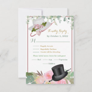 Cartons Réponse Mariage floral romantique rose pâle