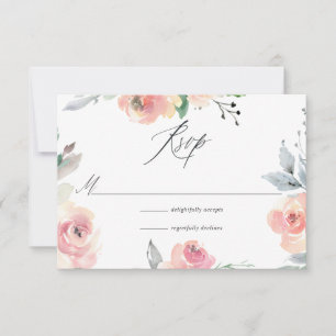 Cartons Réponse Mariage floral rose pastel Blush