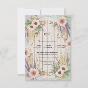 Cartons Réponse Mariage Floral Rustique Broderie de Jardin Vintage