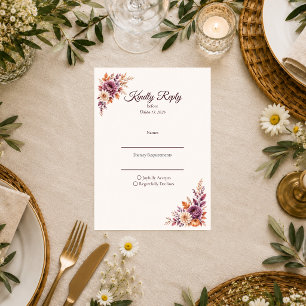 Cartons Réponse Mariage Floral Rustique d'Automne