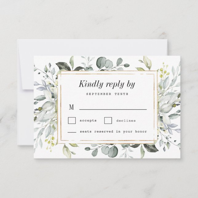 Cartons Réponse Mariage Floral Rustique Élégant Bleu Poussiéreux e (Devant)