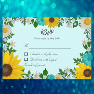 Cartons Réponse Mariage floral rustique Tournesol Daisy