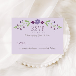 Cartons Réponse Mariage Floral Rustique Violet et Vert