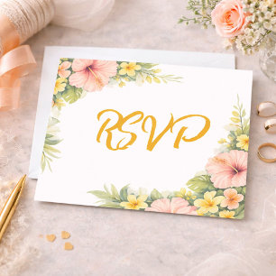 Cartons Réponse Mariage Floral Tropical Blush Hibiscus Jardin