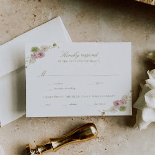 Cartons Réponse Mariage Floral Vert Rose