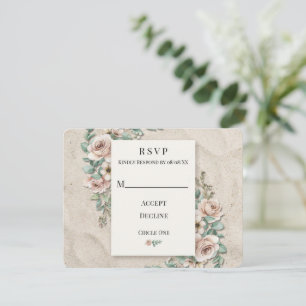 Cartons Réponse Mariage Floral Vert Sauge Blanc Sable