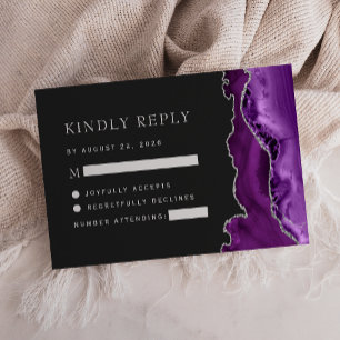 Cartons Réponse Mariage foncé d'âge d'argent violet