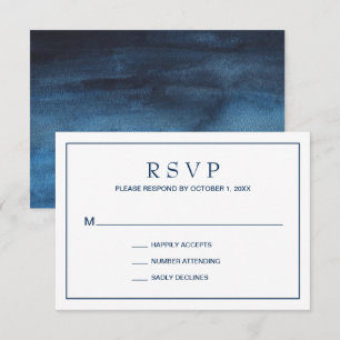 Cartons Réponse Mariage frontière bleu marine simple