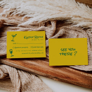 Cartons Réponse Mariage funky coloré avec écriture rétro