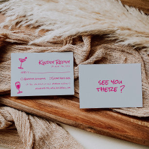 Cartons Réponse Mariage funky coloré rose de la main rétro