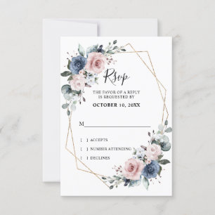 Cartons Réponse Mariage géométrique de Dusty Blue Mauve Eucalyptus