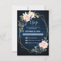 Mariage géométrique en bois rustique bleu marine r