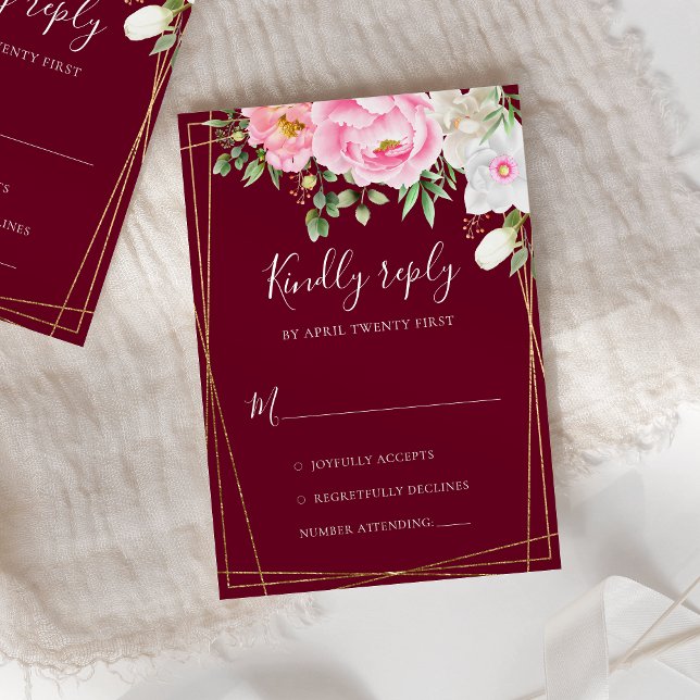 Cartons Réponse Mariage géométrique Floral de l'aquarelle de Bourg (Créateur téléchargé)