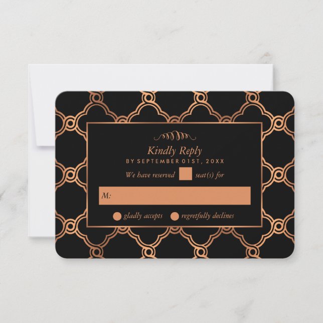 Cartons Réponse Mariage Géométrique vintage Gatsby (Devant)
