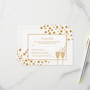 Cartons Réponse Mariage Gold Champagne Bubbles